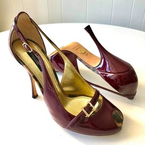 Dolce & Gabbana Sz 38 (US Sz 8) Burgundy Peep-Toe
